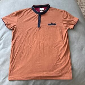 Scott James Rust Polo Shirt XL Cotton Blend Henley Collar Modern Preppy Normcore